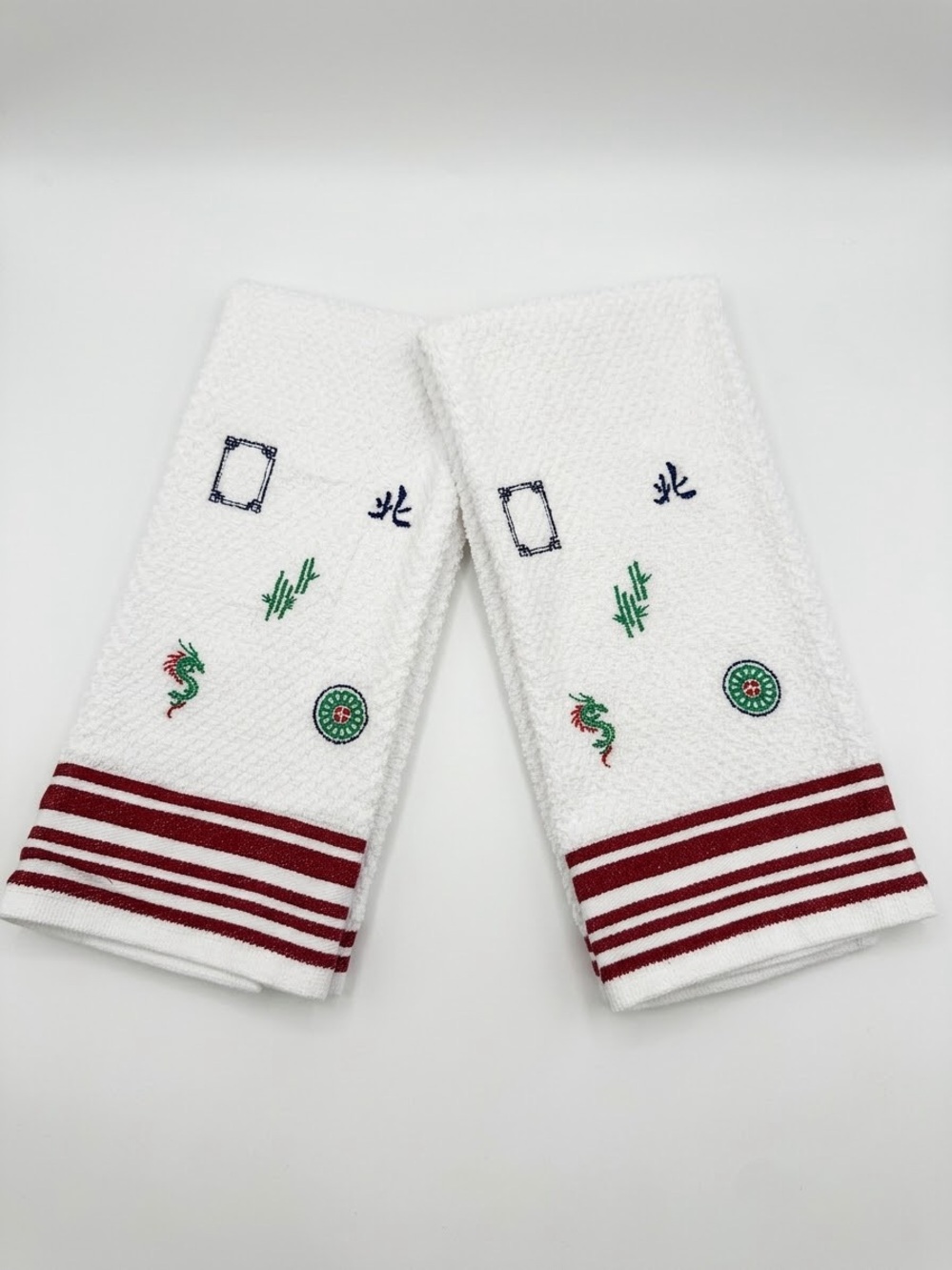 Mahjong Embroidered Hand Towels